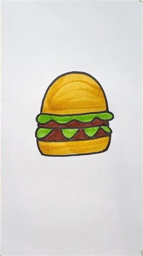 🍔 Can You Draw a Burger This Easy? #shorts