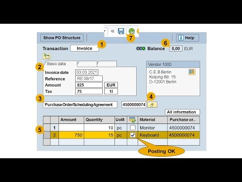 SAP Material Management - Exercise 30: MIRO - Invoice for goods receipt