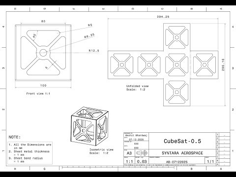 CubeSat-0.5 sheet-metal design