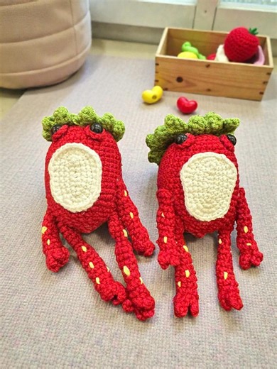 Strawberry Frog Crochet Plush, Cute Amigurumi Frog Doll, Handmade Kawaii Frog Toy, Cottagecore Gift Idea - Etsy