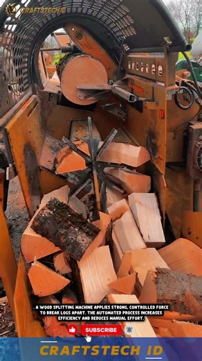 High-Speed Wood Splitting Machine | Multi-Log Splitting Process #machine #industrialmachine