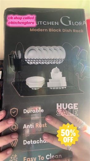Uk shop called @kitchenglora 2 tier black dish drainer rack with drip tray stainless steel draining dish with draining board and utensil holder was £13.79 now £7.99 plus free shipping. This is the price as of when I did my video. #dealdrop #tiktokmademebuyit #dishdrainer #stainlesssteel #utensilholder