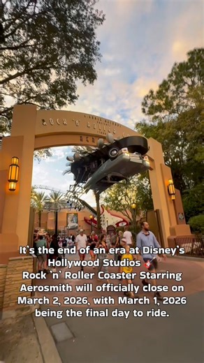 🎸 Rock ’n’ Roller Coaster Is Closing Rock ’n’ Roller Coaster Starring Aerosmith will permanently close on March 2, 2026, with March 1, 2026 confirmed as the final day to ride at Disney’s Hollywood Studios. 🎬 Why is it closing? Disney is reimagining the attraction as Rock ’n’ Roller Coaster Starring The Muppets, scheduled to debut in Summer 2026 🐸🎶 🎢 What this means for guests: • One last chance to experience the high-speed Aerosmith version • After March 1, this iconic version becomes Disne