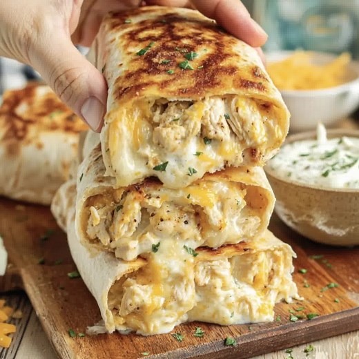 Best Cheesy Garlic Chicken Wraps 🌯🧄 Best Cheesy Garlic Chicken Wraps 🔥✨ Crispy golden wraps stuffed with garlicky chicken and melty cheese - pure comfort food magic! INGREDIENTS: 4 large flour tortillas 2 cups cooked chicken, chopped ...... Full Recipe in Coʍmеոτ 💬 | Amazing Old Recipes