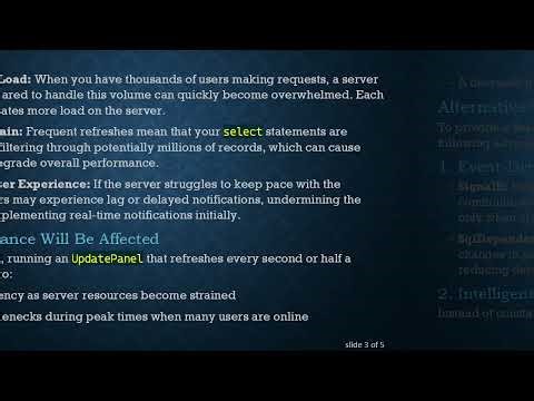 Understanding Why an UpdatePanel May Not Be Ideal for Real-Time Notifications in ASP.NET