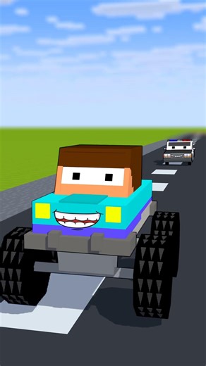 Steve Monster Truck vs Police Car Race | Minecraft Animation #shorts