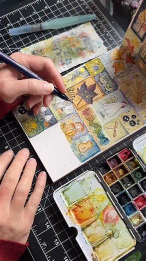 5-minute ink and watercolor - Day 31: jack-o-lantern. Happy Halloween! 🎃 And I have a TREAT for you! Head over to my website if you’d like to download a FREE zine that I illustrated for us to color today. 🍂 beckandrose.com 🎨 SUPPLIES USED: Strathmore watercolor journal Daniel Smith & M. Graham watercolors Tombow Fudenosuke brush pen Pentel water brush liner brush Kuretake Starry Colors (gold) #watercolor #doodle #illustration #spookyseason #autumn #pumpkin #jackolantern #spooky #halloween #in