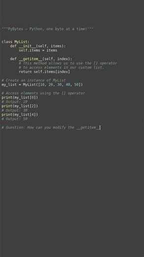 dunder method getitem #python #showcase