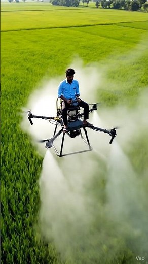 High-Speed Kisan Drone Spray in Rice Field | Powerful White Pesticide Spraying