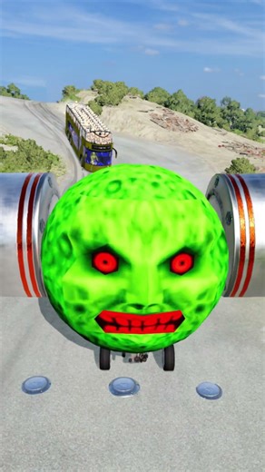 Long Colourful Capsule Buses vs Hydraulic Crush - BeamNG.drive