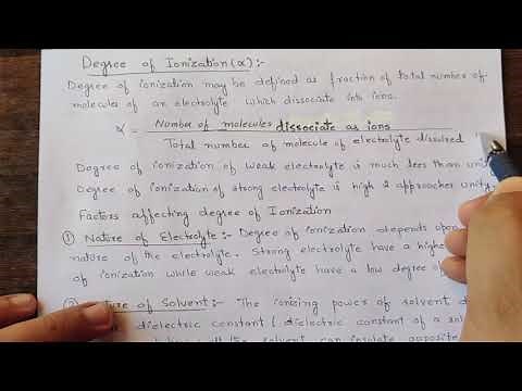 Ionic Equilibrium: degree of ionization | factors affecting degree of ionization | Common ion effect