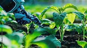 Smart digital agriculture technology by futuristic sensor data collection management by artificial intelligence to control quality of crop growth and harvest. Computer aided plantation grow concept.