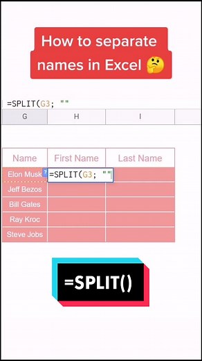 How to Split First and Last Name in Google Sheets