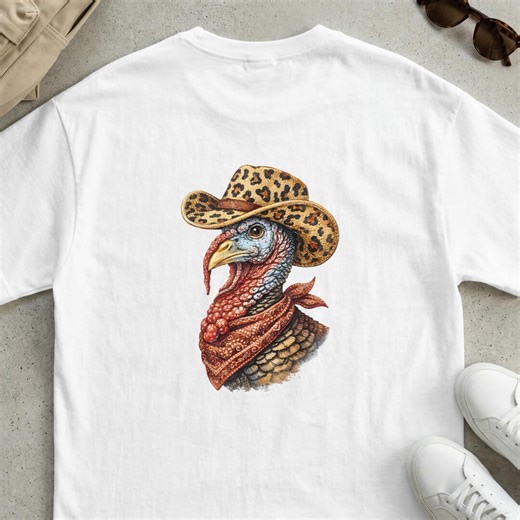 Turkey Cowboy Hat PNG, Leopard Print Bandana Western Design, DTF Transfer, Sublimation Graphic, Digital Download, Thanksgiving Farm Art - Etsy