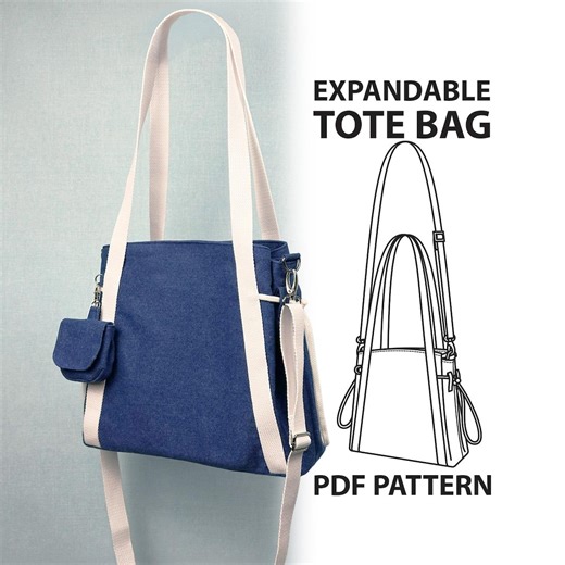 Expandable Tote Bag Sewing Pattern, Draped Pleated Design (PDF Download) - Etsy