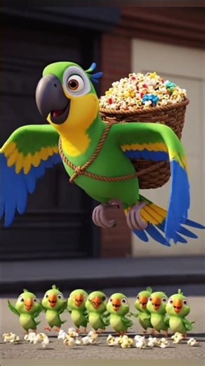 the parrot plants a popcorn tree for its childrens and brings popcorn from it #ai #shorts