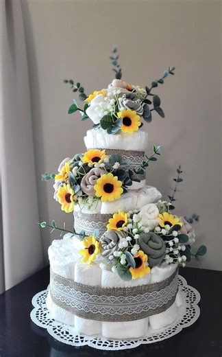 Diaper Cake Centerpiece: Sock Roses, Sunflowers, Boho Baby Shower Decor (neutral, Pink, Blue) - Etsy