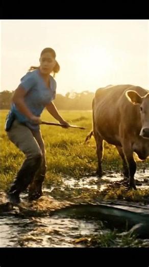 Cow saved from a crocodile attack #phonkagressive #music #ambientmusic #relaxingmusic