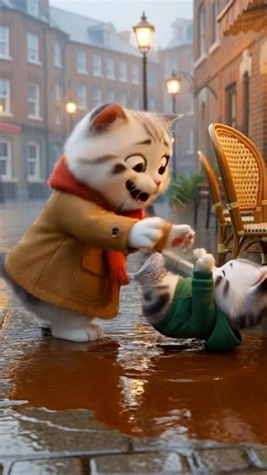 Cats Causing Chaos in a London Café ☕🐱#animalshorts#london#cafe#trending