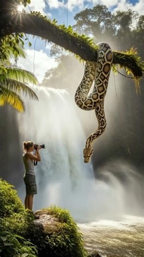 Brave Photographer Girl Takes Photo of a Massive Python Snake #worldsnake #shorts #shortsfeed