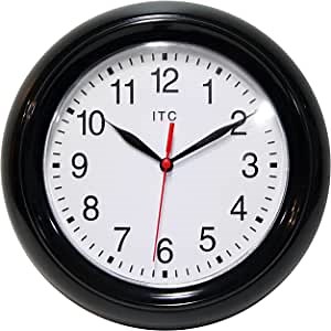 Infinity Instruments 8.5 Inch Focus Resin Shatter Resistant Round Non-Ticking Silent Battery Operated Easy to Read Clock for Office, Classroom, School- Black