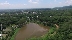 Eagle eye view from DJI drone at Agriculture CMU. Thailand