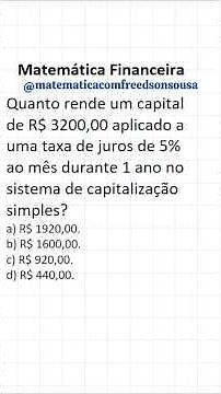 Simple Interest: Calculate how much R$3200.00 earns at 5% per month in 1 year.