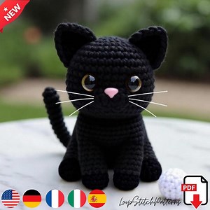 Amigurumi Black Cat – Crochet Pattern – Easy DIY Plushie Tutorial, Cute Kawaii Stuffed Animal, PDF Download. - Etsy