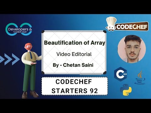 Beautification of array | Starters 92 | CodeChef | DCC NIT-A