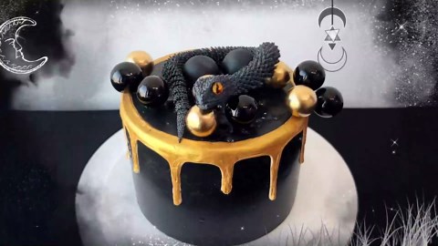 3D Printed Snake Fantasy Snake Cake Decoration Wizard Cake Topper Black Gold Balls Cake for Birthday Fantasy Fan Party Supplies
