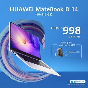 Our HUAWEI MateBook D 14 features a 16:9 aspect ratio and Full-HD...