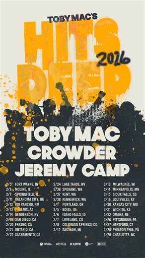 ✨ TOBYMAC with Crowder & Jeremy Camp: Hits Deep Tour is coming to Ontario!✨ The Hits Deep Tour 2026 lands at Toyota Arena on Saturday, February 21, 2026. 🎟️ Tickets on sale Fri, Sept 12 @ 12 PM ET ➡️ Pre-sale starts Thursday, September 11TH, 2025, AT 9AM CODE = TM2026 📍 Toyota Arena – Ontario, CA 🎶 An unforgettable night of music & worship #TobyMac #HitsDeepTour #ToyotaArena | Toyota Arena