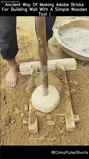 Ancient Way of Making Adobe Bricks with a Simple Wooden Tool! 🧱🌍 #Shorts