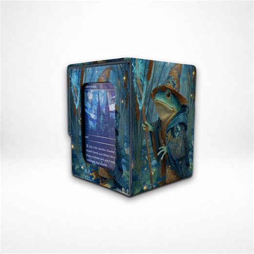 MTG/TCG Deck Box With Commander Display | Leather Card Storage |frog Mage Among Reeds| Attached-lid - Etsy