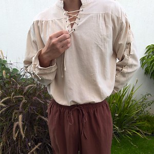 Medieval Renaissance Fair Tunic Shirt and Brown Pants Set, Ren Faire, Halloween Costume, LARP Cosplay, Viking Outfit, Pirate Men Clothing - Etsy