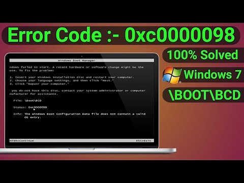 How to Fix Boot BCD Error 0xc0000098 Windows 7 | Windows 7 BCD Error Fix | Fix \\BOOT\\BCD Error