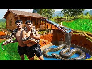 Build PYTHON House & Water Slide Swimming Pool Underground House