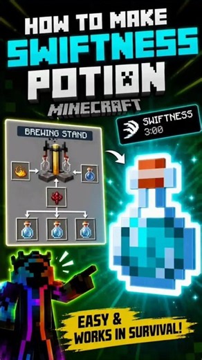 How to make SWIFTNESS POTION in minecraft #minecraft #minecraftshorts #minecraftpotions #mcpe #build