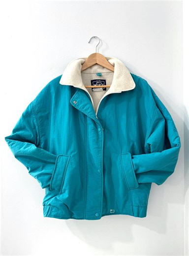 Vintage 1980s Woolrich Teal Winter Coat - Fleece Lined Fleece Collar - Etsy