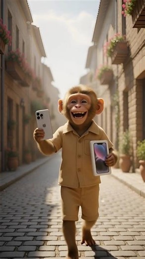 From Old Phone to iPhone – Monkey’s Inspiring Journey 🐵📱 #shorts #aistory