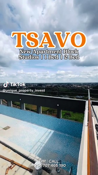 Rooftop pool beautiful nature views 🌄🏊‍♂️ This is the lifestyle at the new Tsavo apartments. 💰 Prices: • Studios from KES 16,000 • 1 Bedroom from KES 28,000 • 2 Bedroom from KES 34,000 ( service charge) Modern living, peaceful environment, and a rooftop to unwind every day. If you’ve been thinking about upgrading… this is a solid option. 👀 📲 254707465190 #N#NairobiApartmentsA#AffordableLivingR#RooftopViewsT#TsavoApartmentsHouseHuntingKenya