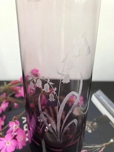Caithness Woodland Range Purple Glass Vase With Etched Bluebells. - Etsy UK