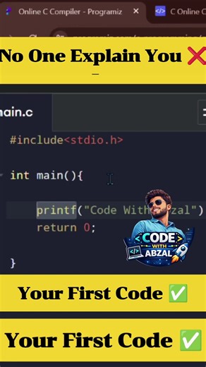 Your First C Program Explained In Telugu 💻🔥#codingjourney #cprogramming #learncoding #shorts