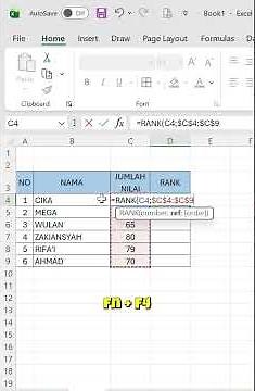 Cara Menggunakan Rumus Rank atau Rangking di Excel #belajarexcel #rank #rangking #excel