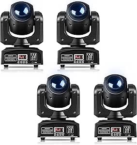 U`King LED Moving Head Light, 25W Moving Head DJ Lights with 7 GOBO 7 Color and Open White Stage Lighting by DMX and Sound Activated Spotlight for Parties Wedding Church Live Show KTV Club (Set of 4)