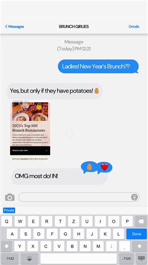 @OpenTable annually releases its list of top brunch spots based on reviews and demand. Fun fact: Almost all of them serve potatoes, in case you need a little New Year’s dining spot inspo. Tag the restaurants with your favorite brunch potatoes below. #servinglooksandpotatoes #potatotok #brunch #newyears #potatoes