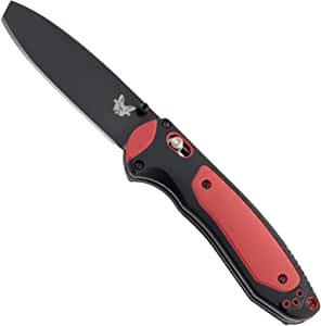 Benchmade - 591BK Boost Knife, Opposing Bevel Blade, Plain Edge, Black/Red Grivory Handle