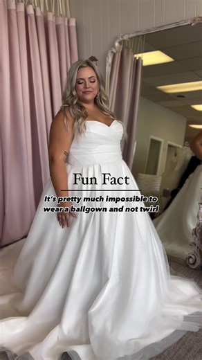 Trust us, we’re experts 😉 Cheers to all our ballgown brides and their day of endless twirling! 😘 #ballgown #weddingdress #twirl #princessbride #princessstyle #canthelpit #bridevibes #engagedaf #funfacts #newlyengaged #bridesofinstagram #plussizeweddingdress | Believe Bride