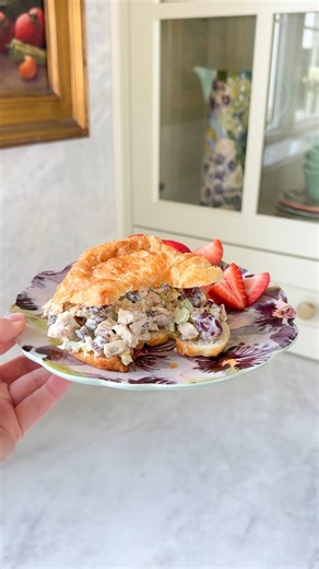 Bonnie Hoellein on Instagram: "An Underrated Summer Staple: Chicken Salad Sandwich In a bowl combine 4 cups chicken. Rotisserie works great, but diced seasoned grilled chicken takes it to the next level! 1 cup chopped celery. I include the leafy part 1/3 cup chopped yellow onion (optional) 1 cup mayo 1 cup halved purple grapes 1/3 cup craisins A handful of slivered almonds A roll works great, but a croissant roll is unbeatable! #feedbonnie #whatsfordinner #summerfood #chickensalad #chickensalads