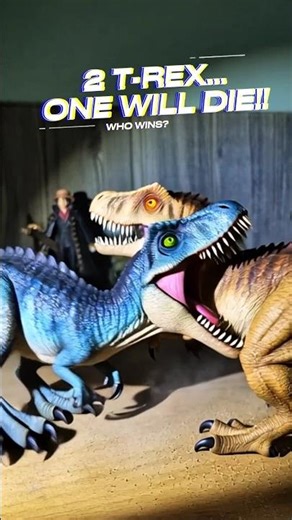 Two giant T-Rex collide in a brutal prehistoric battle. 🦖💥 Who wins? Team Blue or Team Khaki? 👇